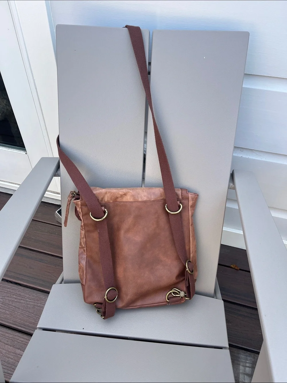 The Sak Distressed Brown Leather Crossbody Backpack